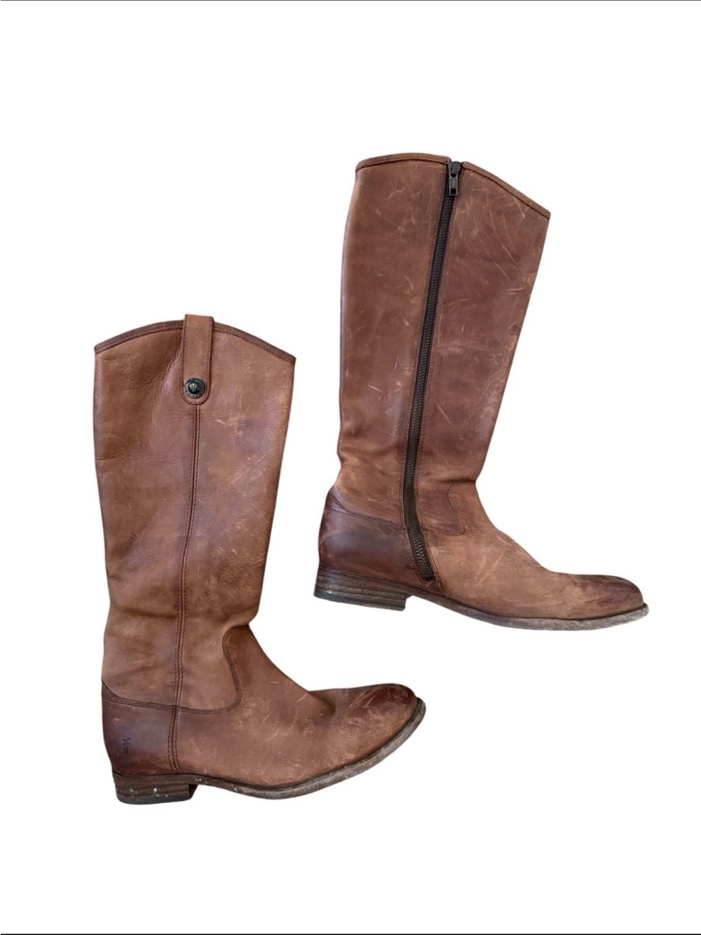 Frye Melissa Brown Leather Riding Moto Boots Size 7.5